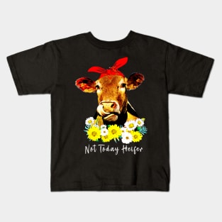 Not today Heifer - cute cow floral Kids T-Shirt